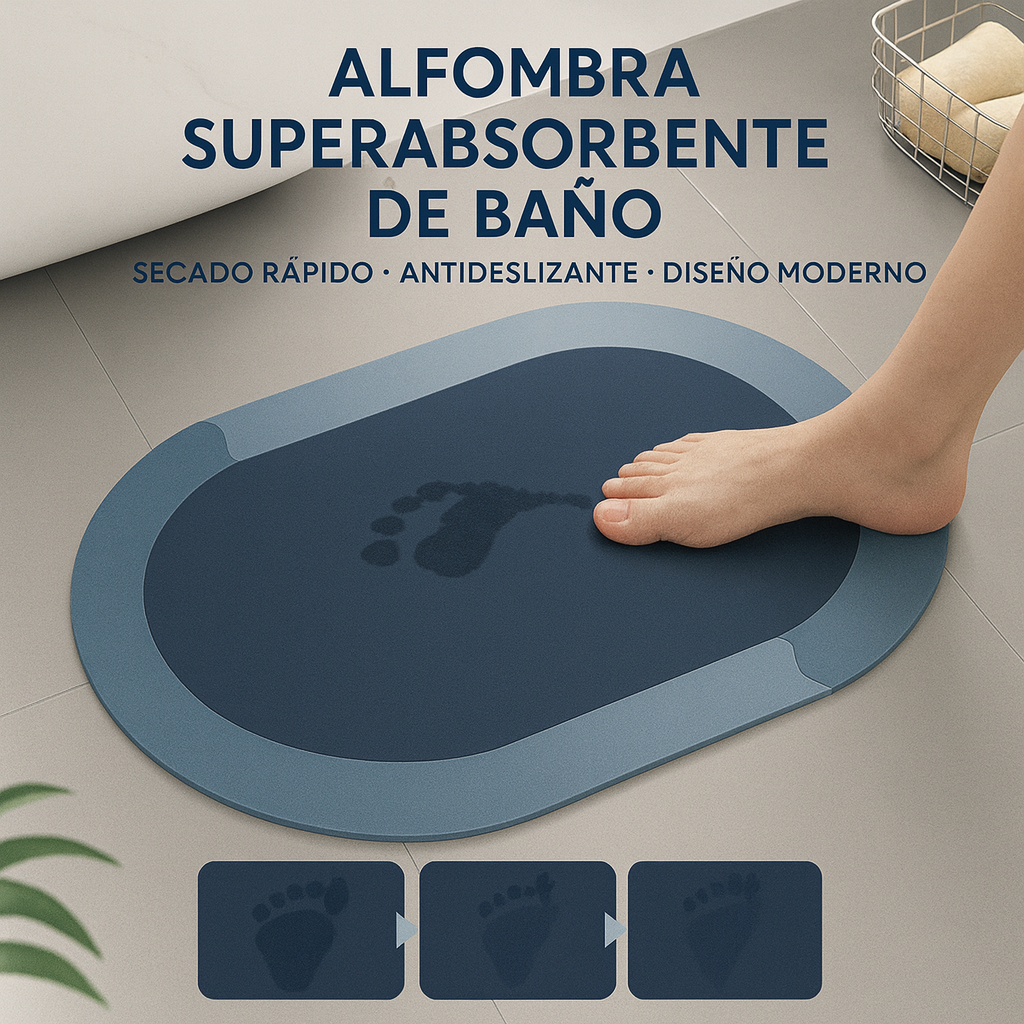 Alfombra Superabsorbente: elegancia y seguridad en el baño🛁🧽